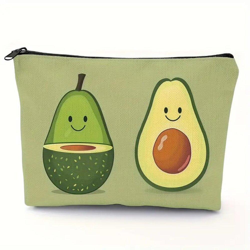 Cosmetic Bag Avacado Makeup Boho Vegan Fun Pouch Travel Storage Weekend Organize